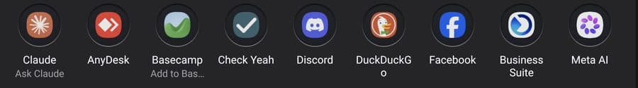 The Android share picker with Check Yeah among the apps.